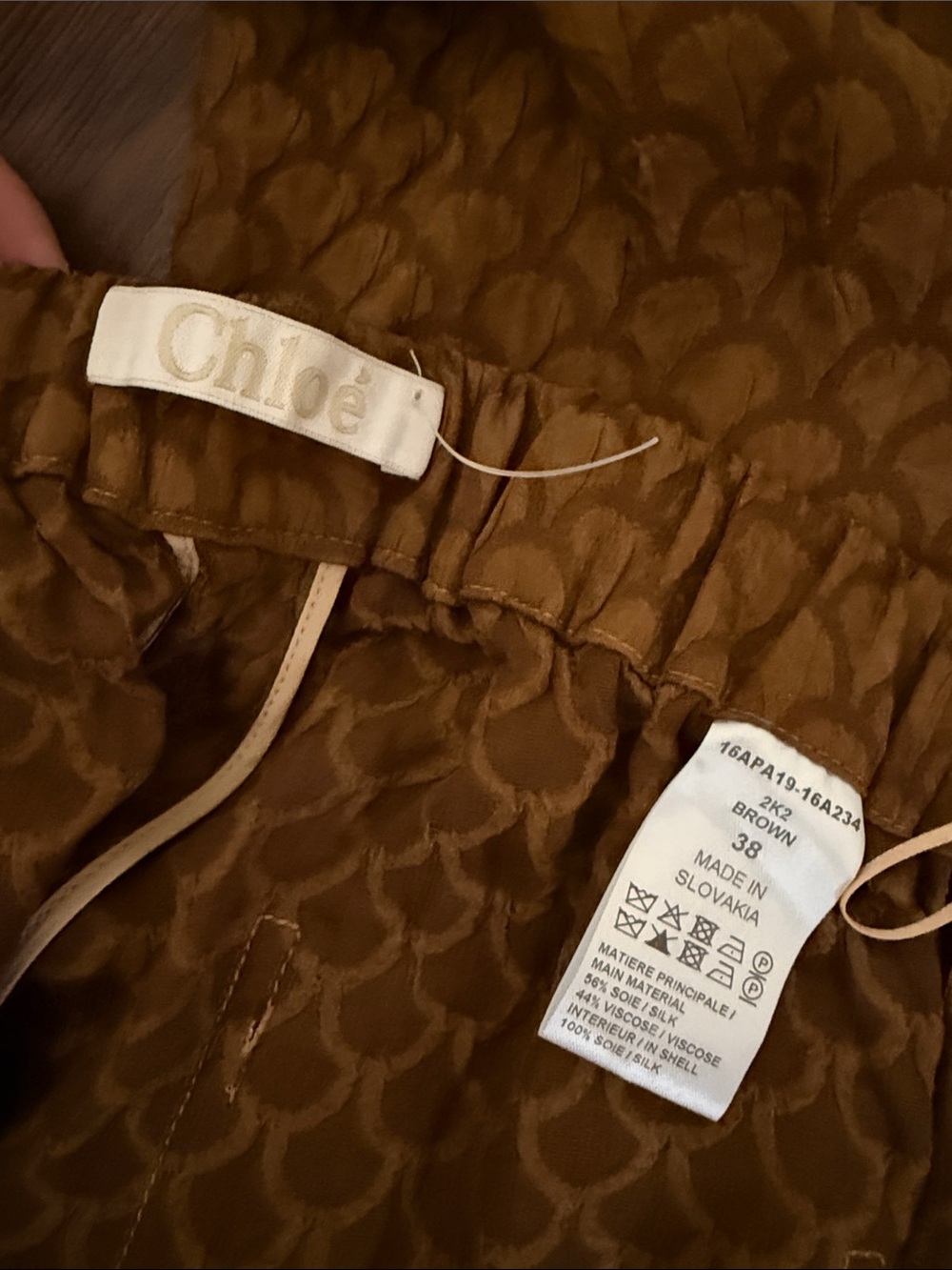 Chloe silk Brown Textured pants